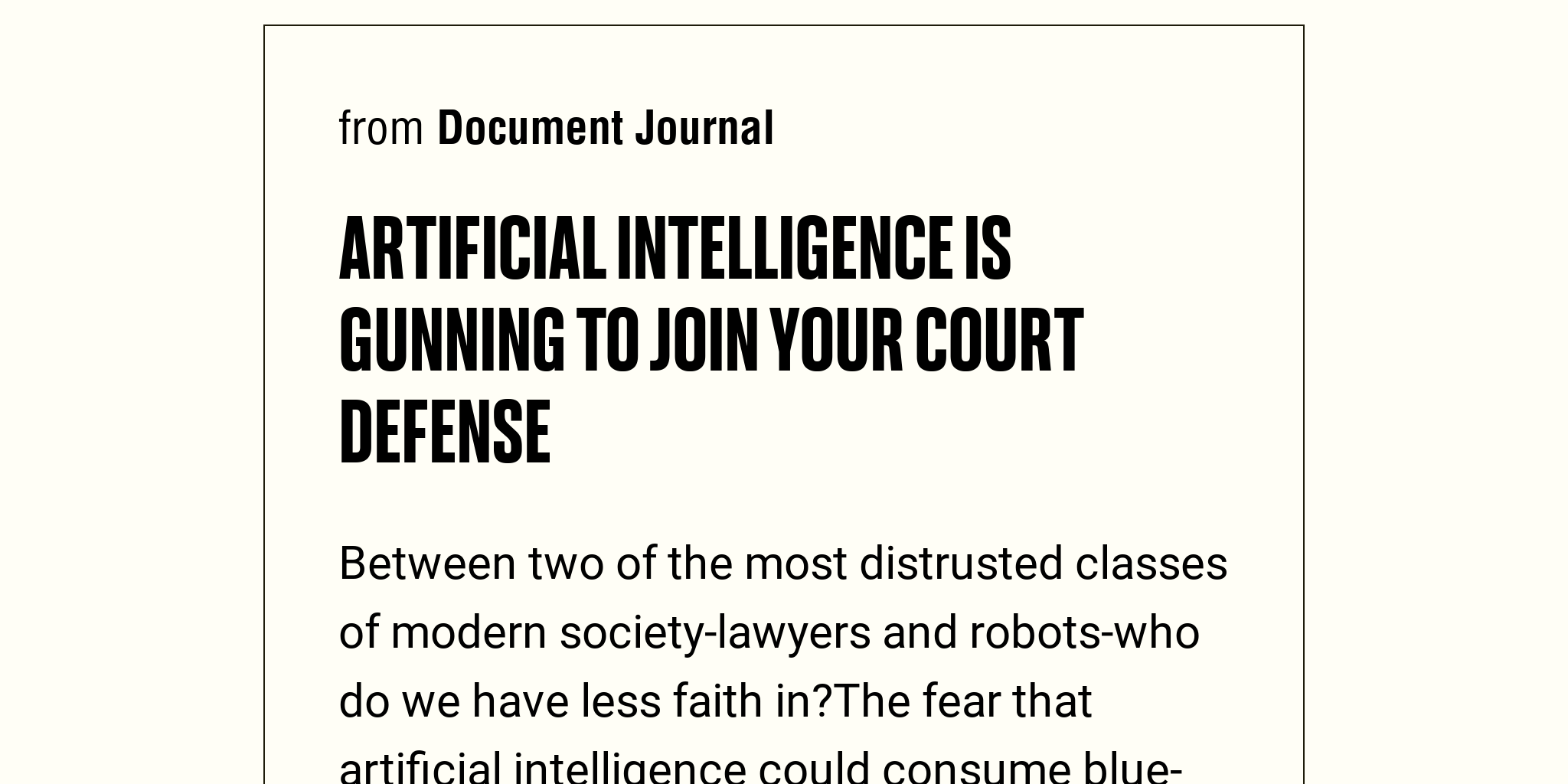 Artificial intelligence is gunning to join your court defense Briefly