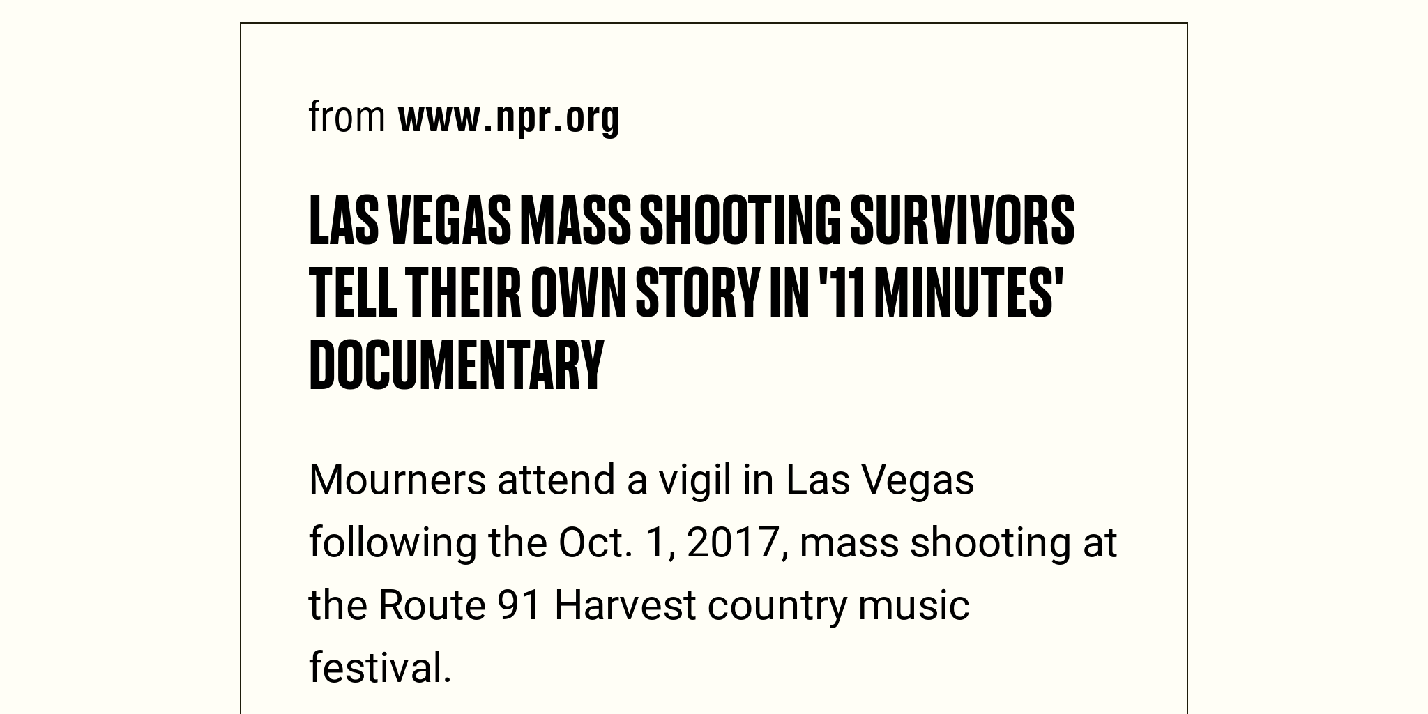Las Vegas mass shooting survivors tell their own story in '11 minutes' documentary Briefly