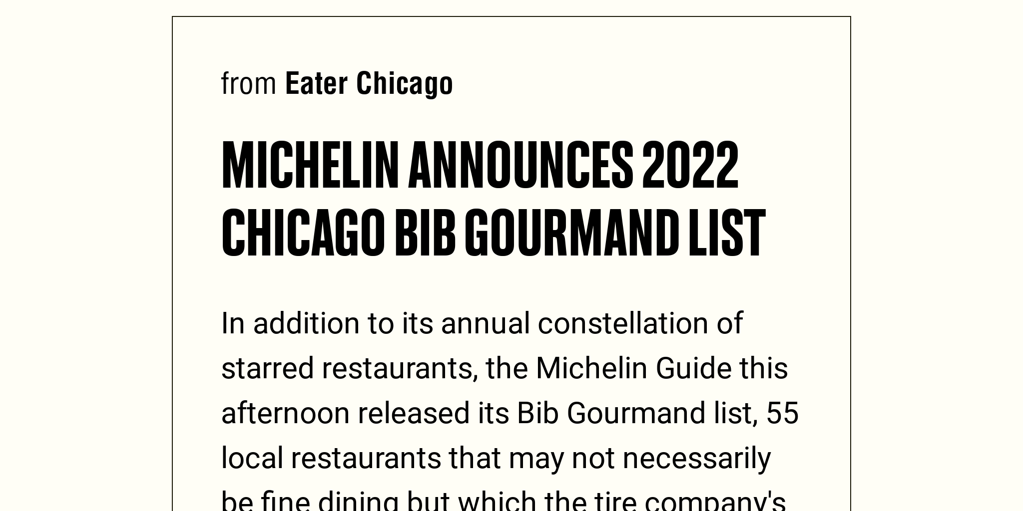 Michelin Announces 2022 Chicago Bib Gourmand List Briefly