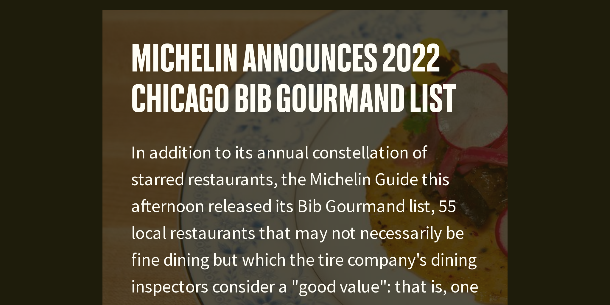 Michelin Announces 2022 Chicago Bib Gourmand List Briefly