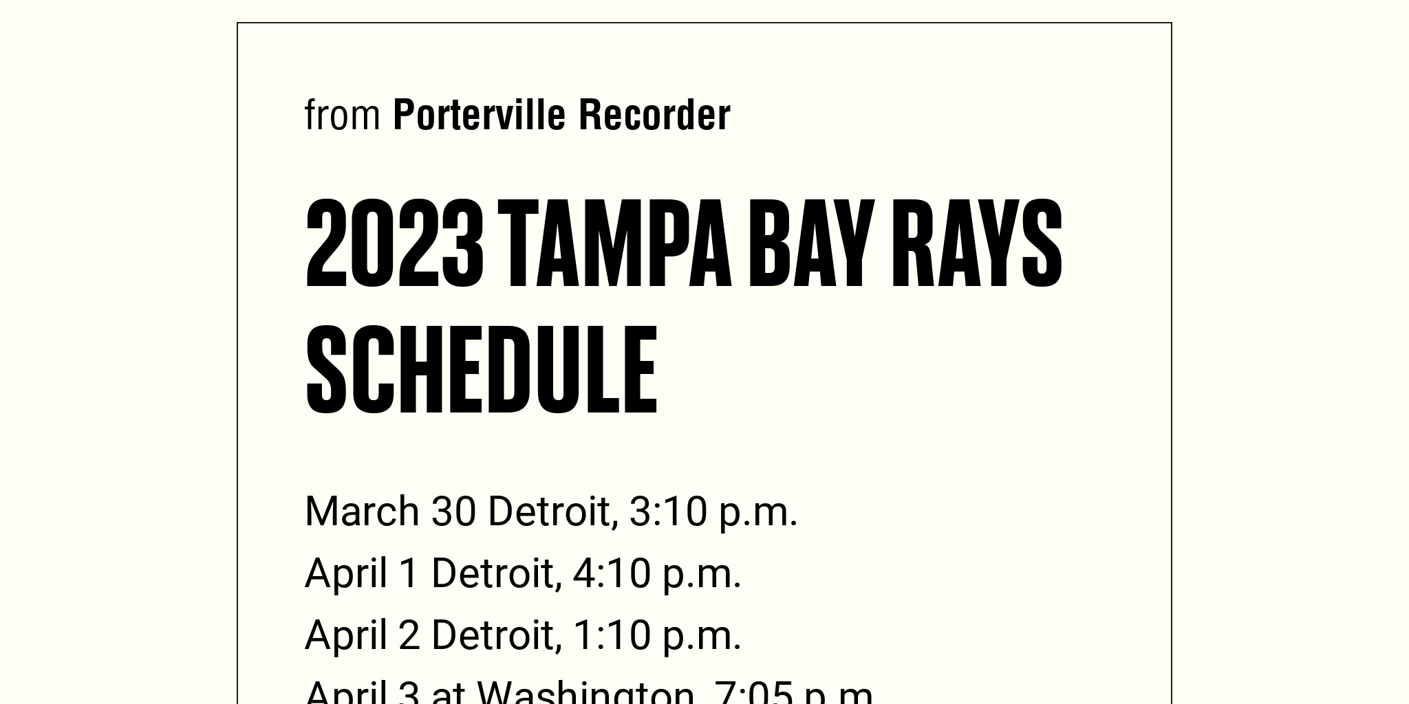 2023 Tampa Bay Rays Schedule Briefly