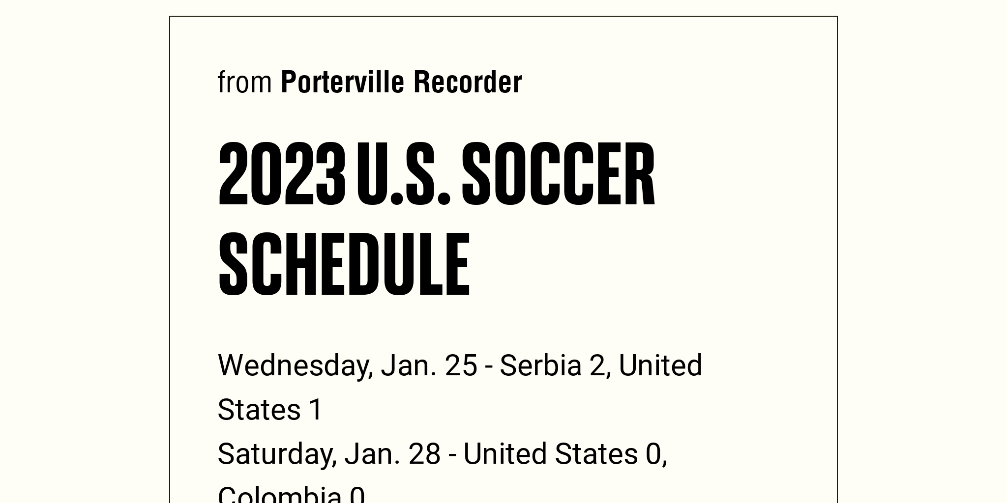 2023 U.S. Soccer Schedule Briefly