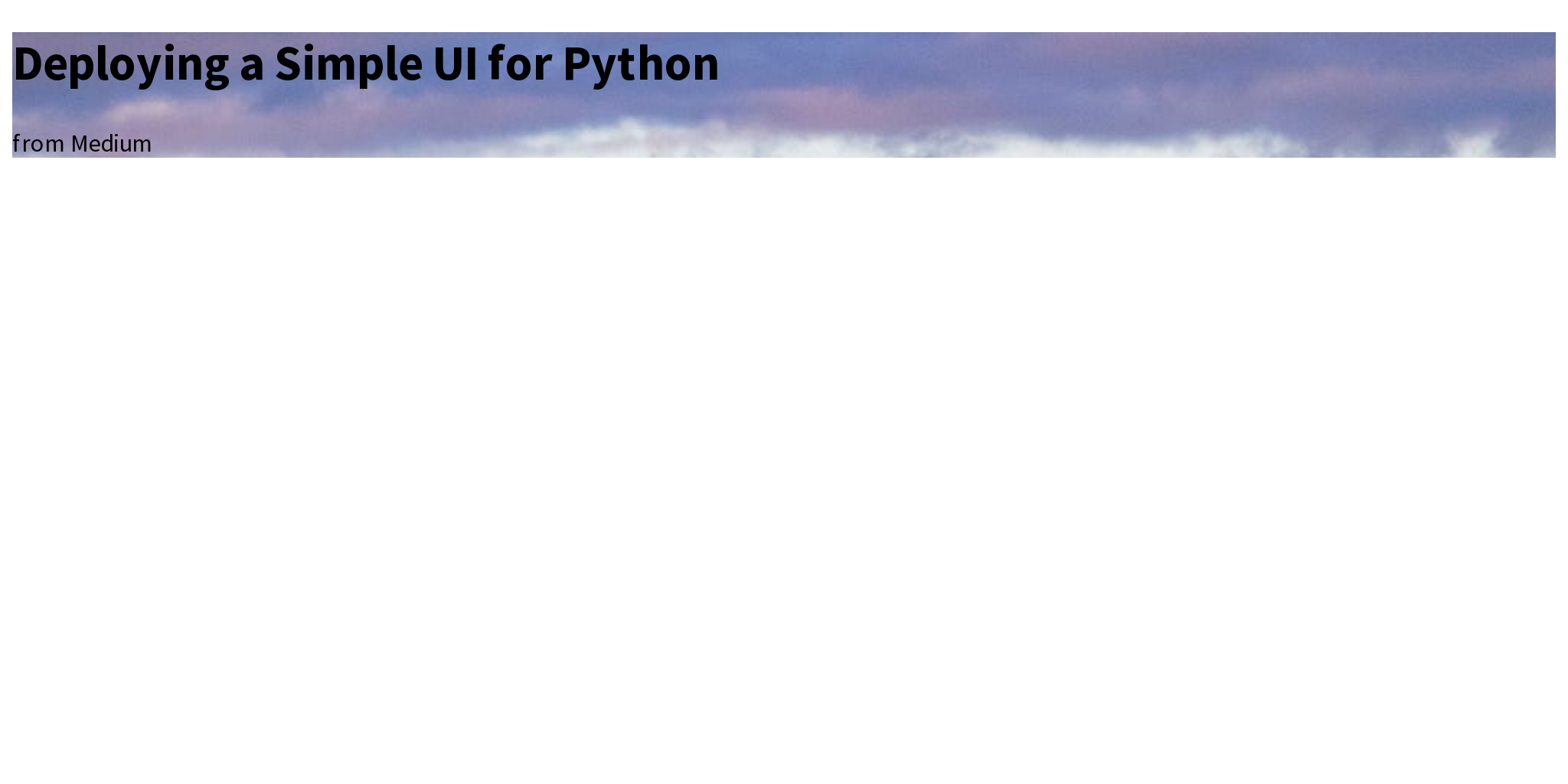 Deploying a Simple UI for Python - Briefly