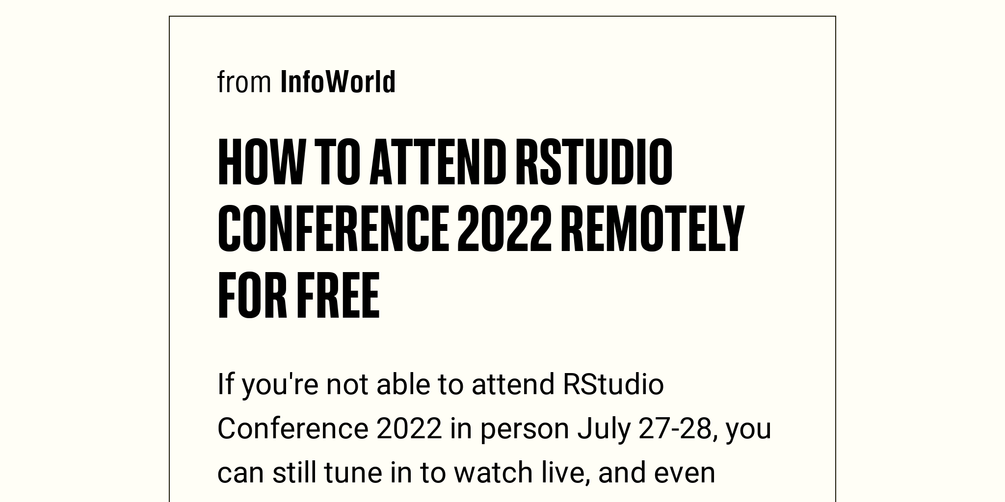 How to attend RStudio Conference 2022 remotely for free Briefly