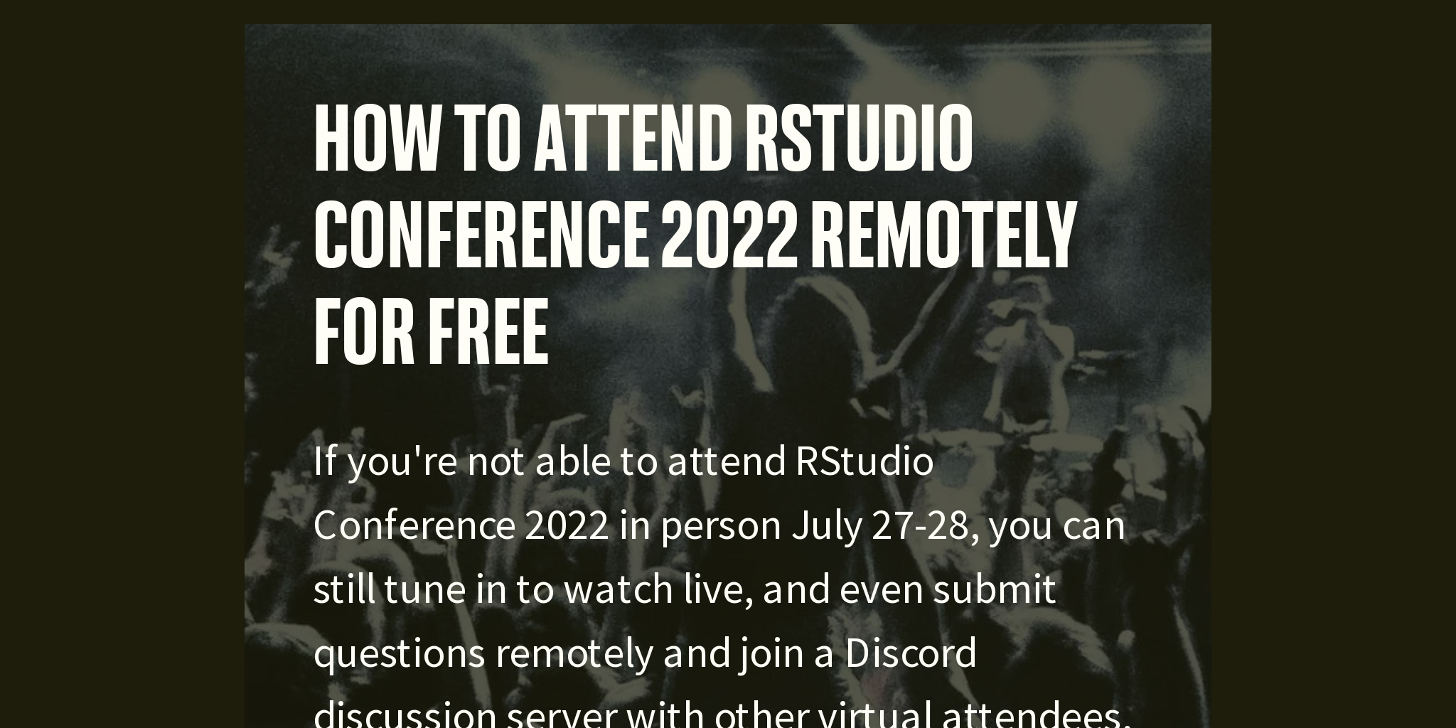 How to attend RStudio Conference 2022 remotely for free Briefly