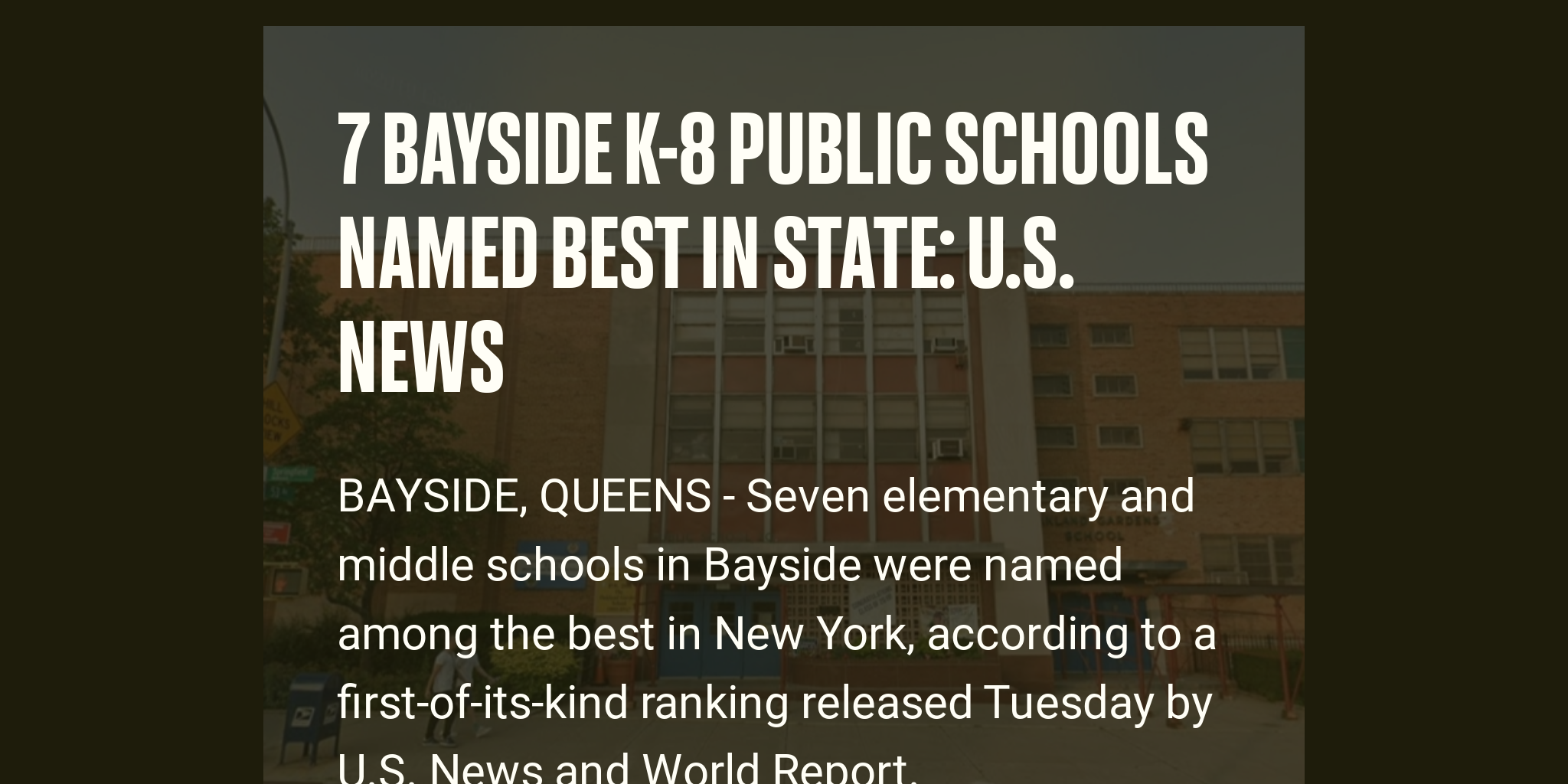 7 Bayside K-8 Public Schools Named Best In State: U.S. News - Briefly