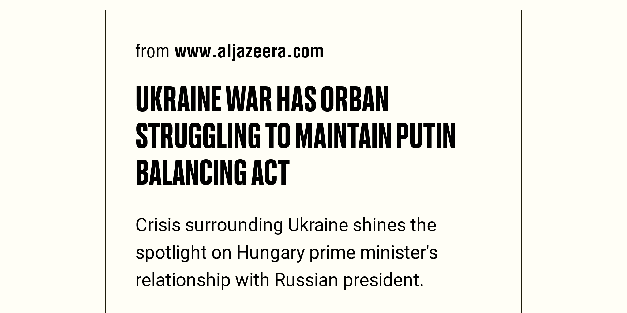 Ukraine war has Orban struggling to maintain Putin balancing act - Briefly