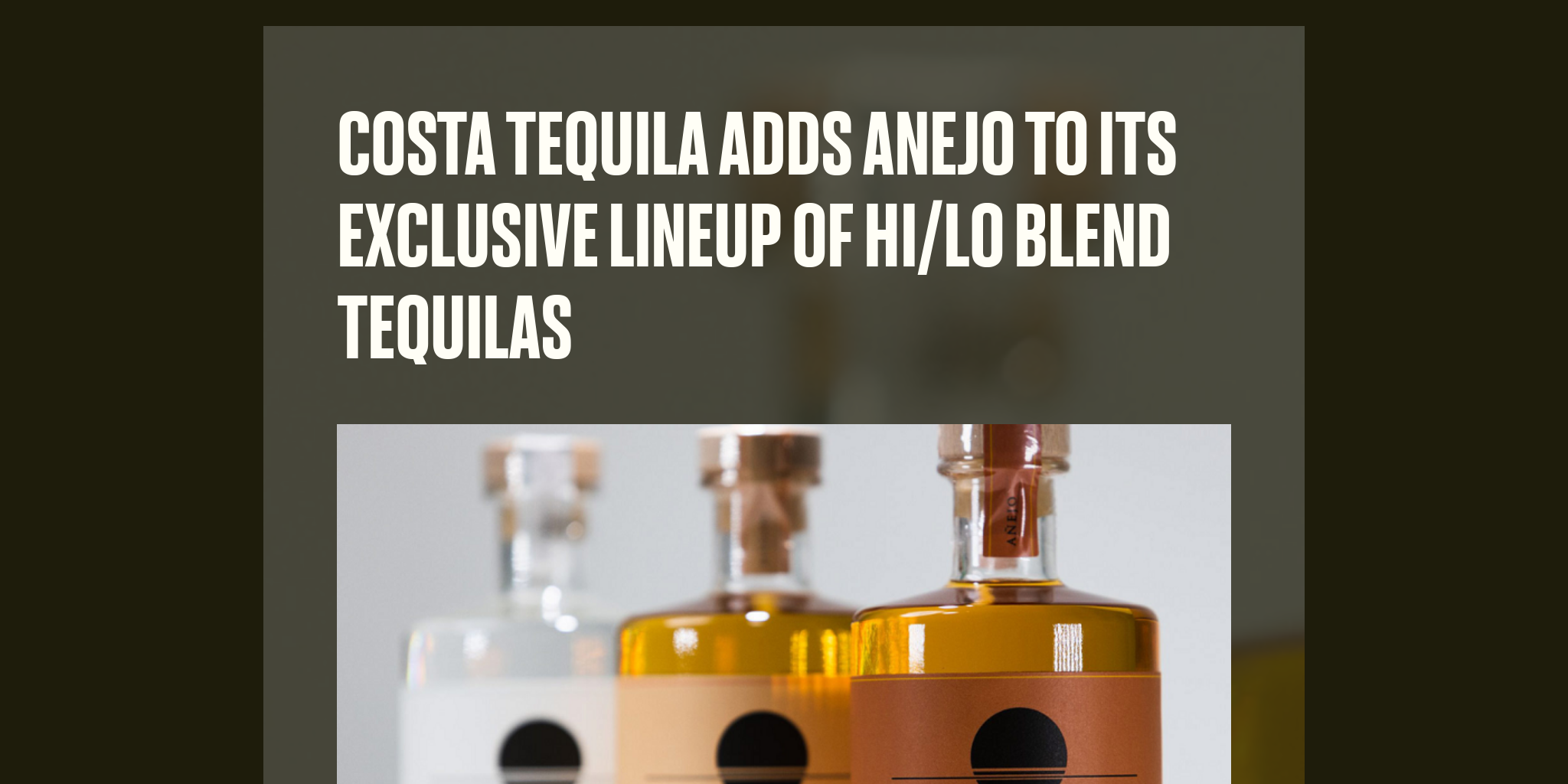 Costa Tequila Adds Anejo to Its Exclusive Lineup of Hi/Lo Blend ...