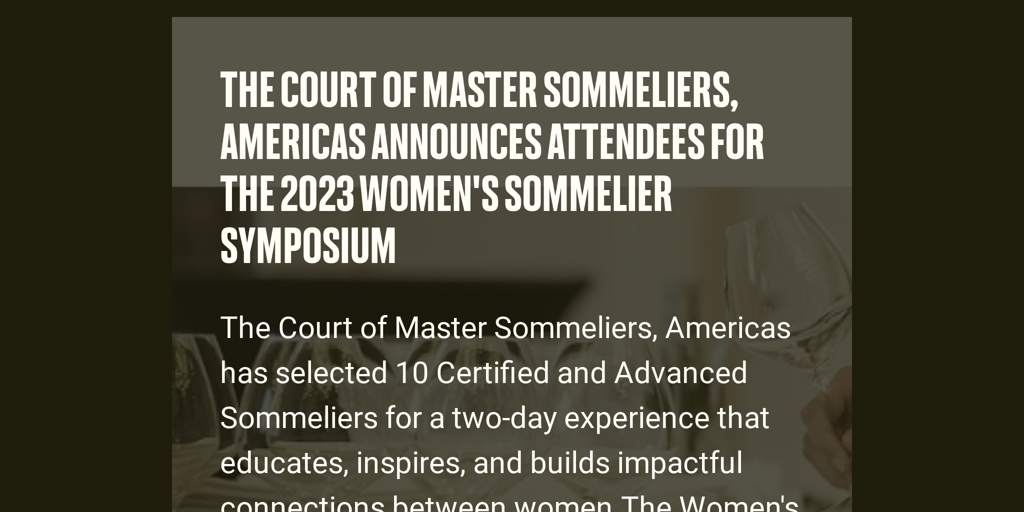 The Court of Master Sommeliers Americas Announces Attendees for the