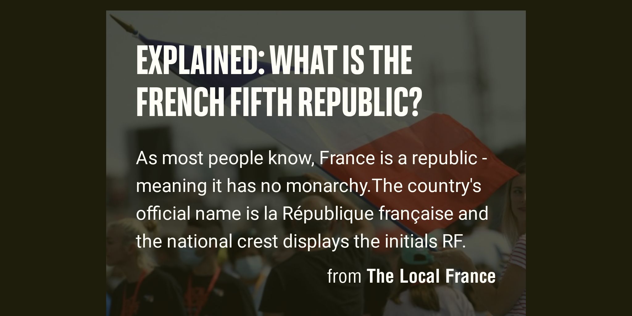 Explained: What is the French Fifth Republic? - Briefly