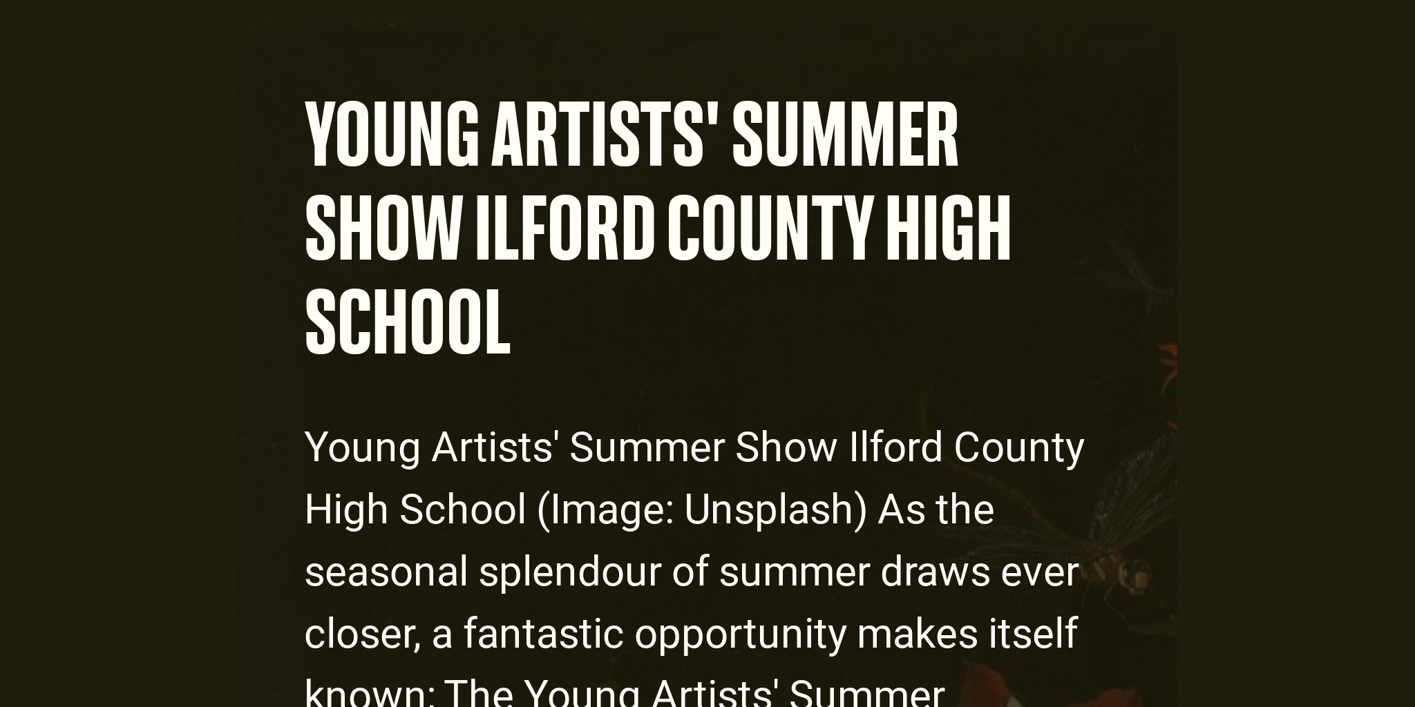 Young Artists' Summer Show Ilford County High School - Briefly