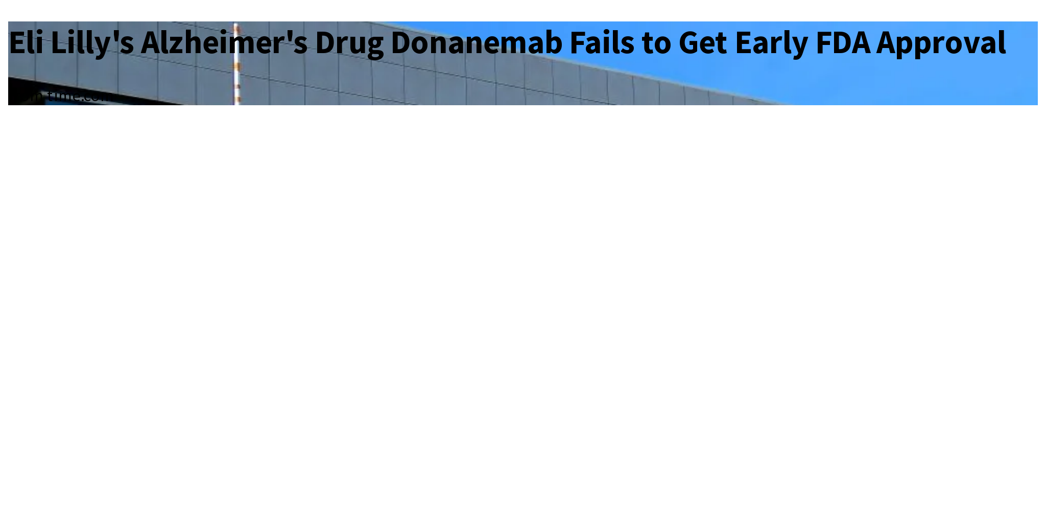 Eli Lilly's Alzheimer's Drug Donanemab Fails to Get Early FDA Approval