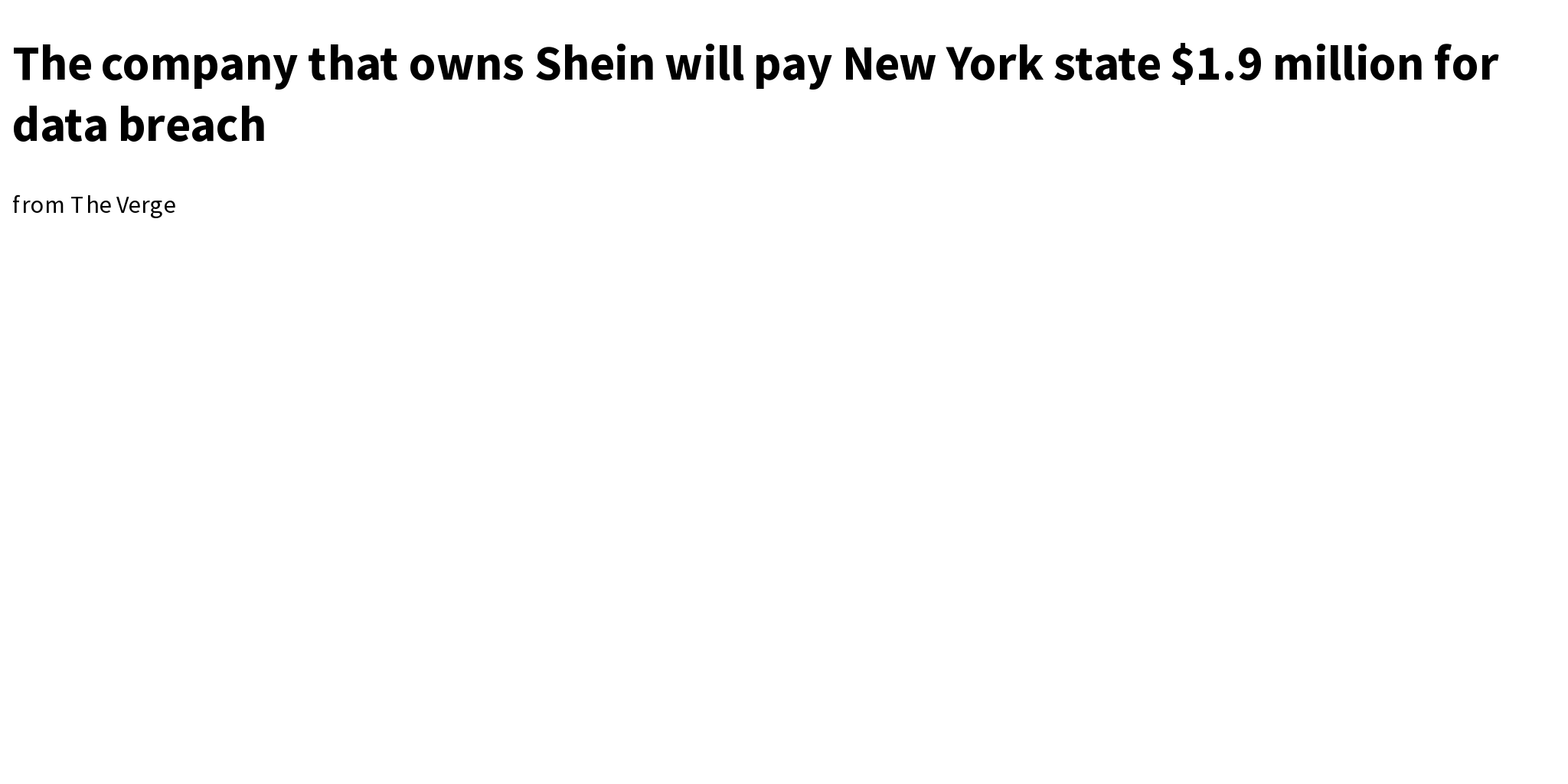 The company that owns Shein will pay New York state 1.9 million for