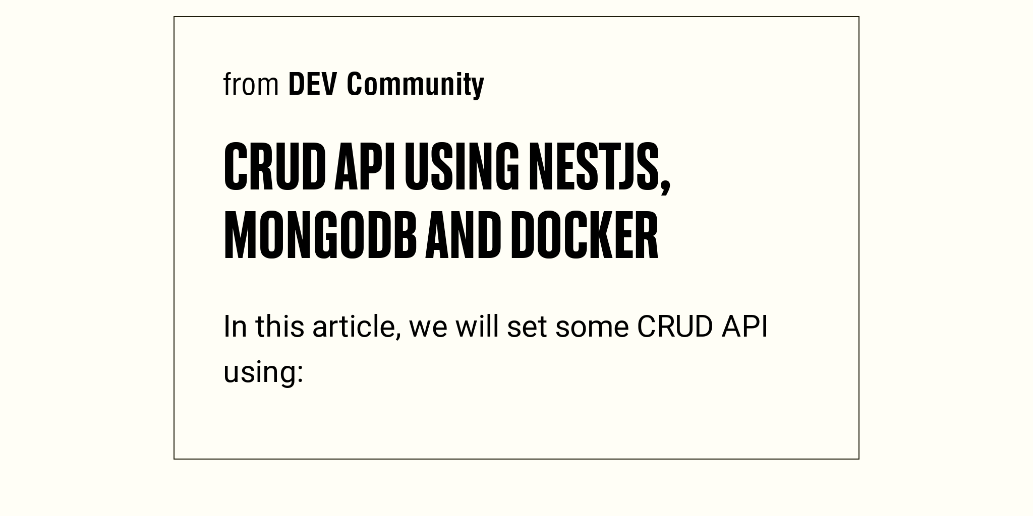 Crud Api Using Nestjs Mongodb And Docker Briefly 3565