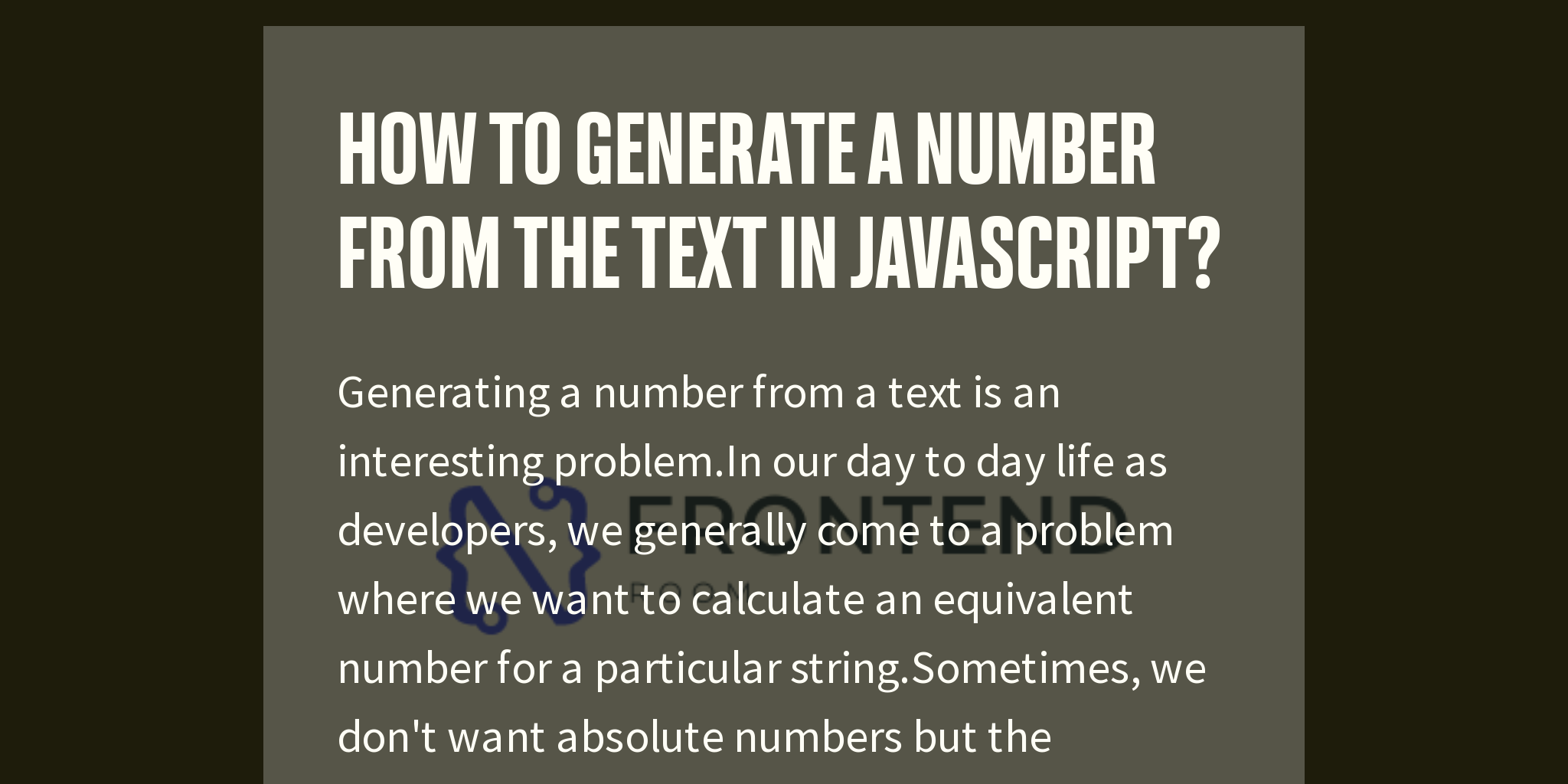 How to generate a number from the text in Javascript? - Briefly