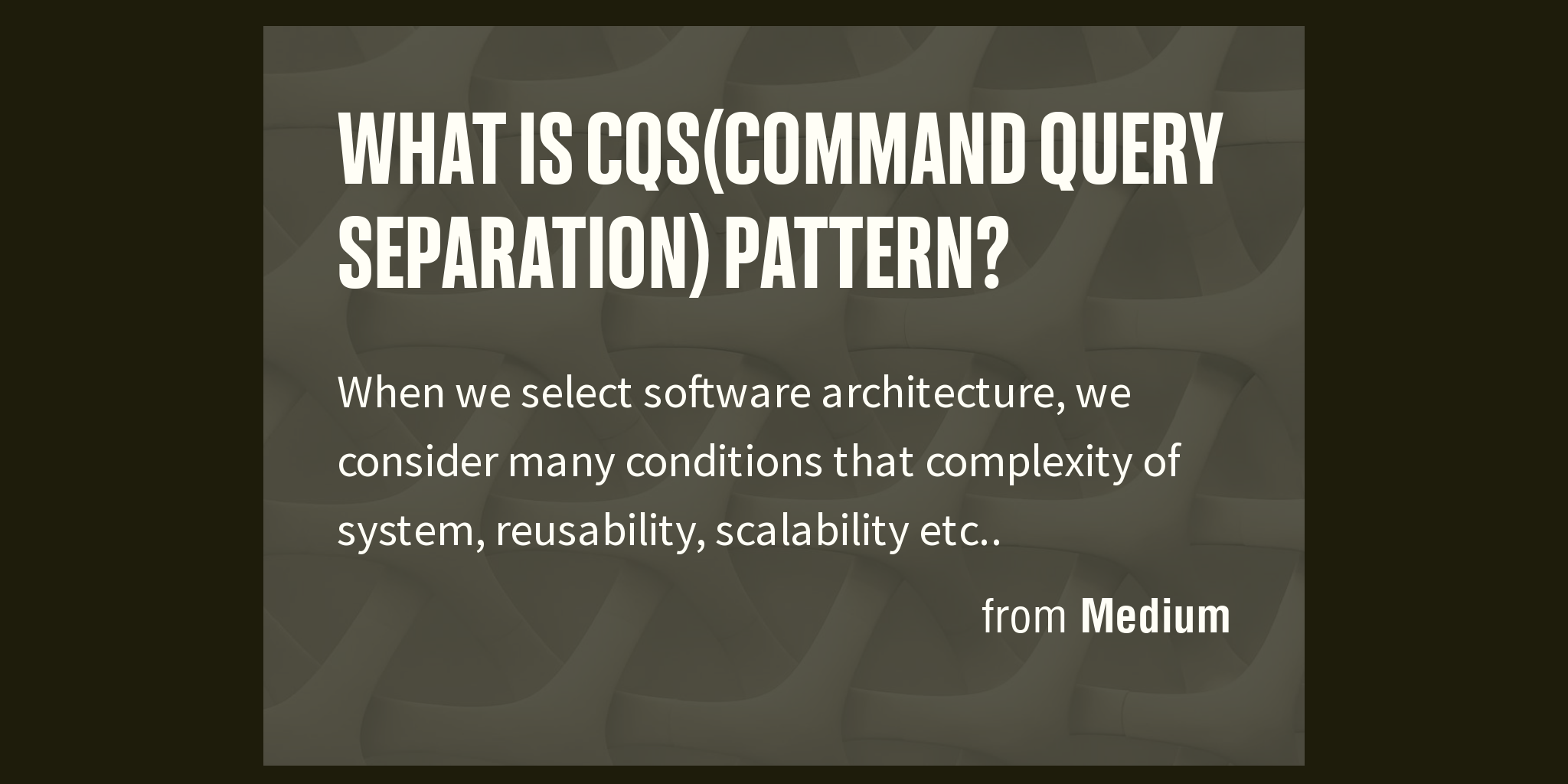 What is Query Separation) Pattern? Briefly