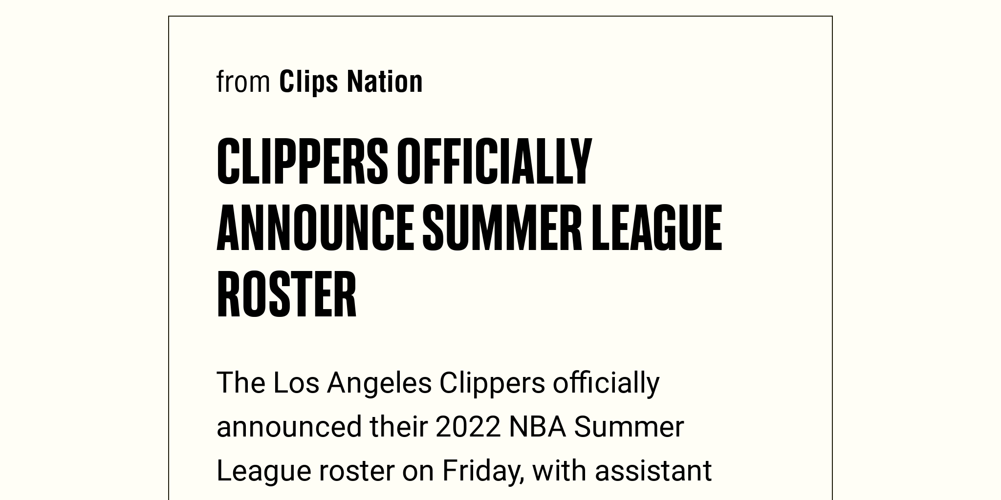 Clippers officially announce Summer League roster Briefly