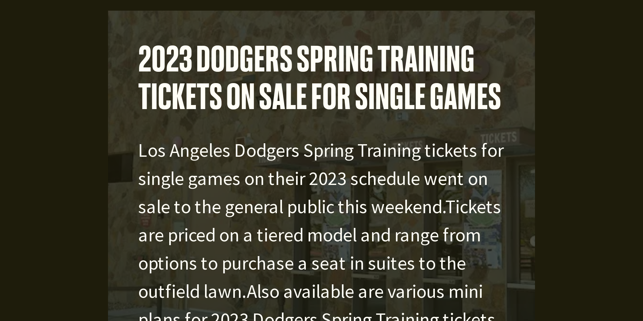 La Dodgers Spring Training Tickets 2024 Brynne Maisey