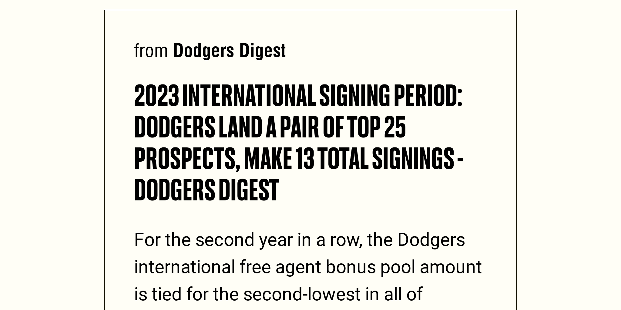 2023 International Signing Period Dodgers land a pair of Top 25