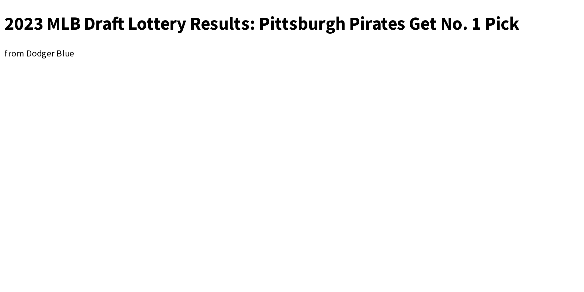 2023 MLB Draft Lottery Results Pittsburgh Pirates Get No. 1 Pick Briefly