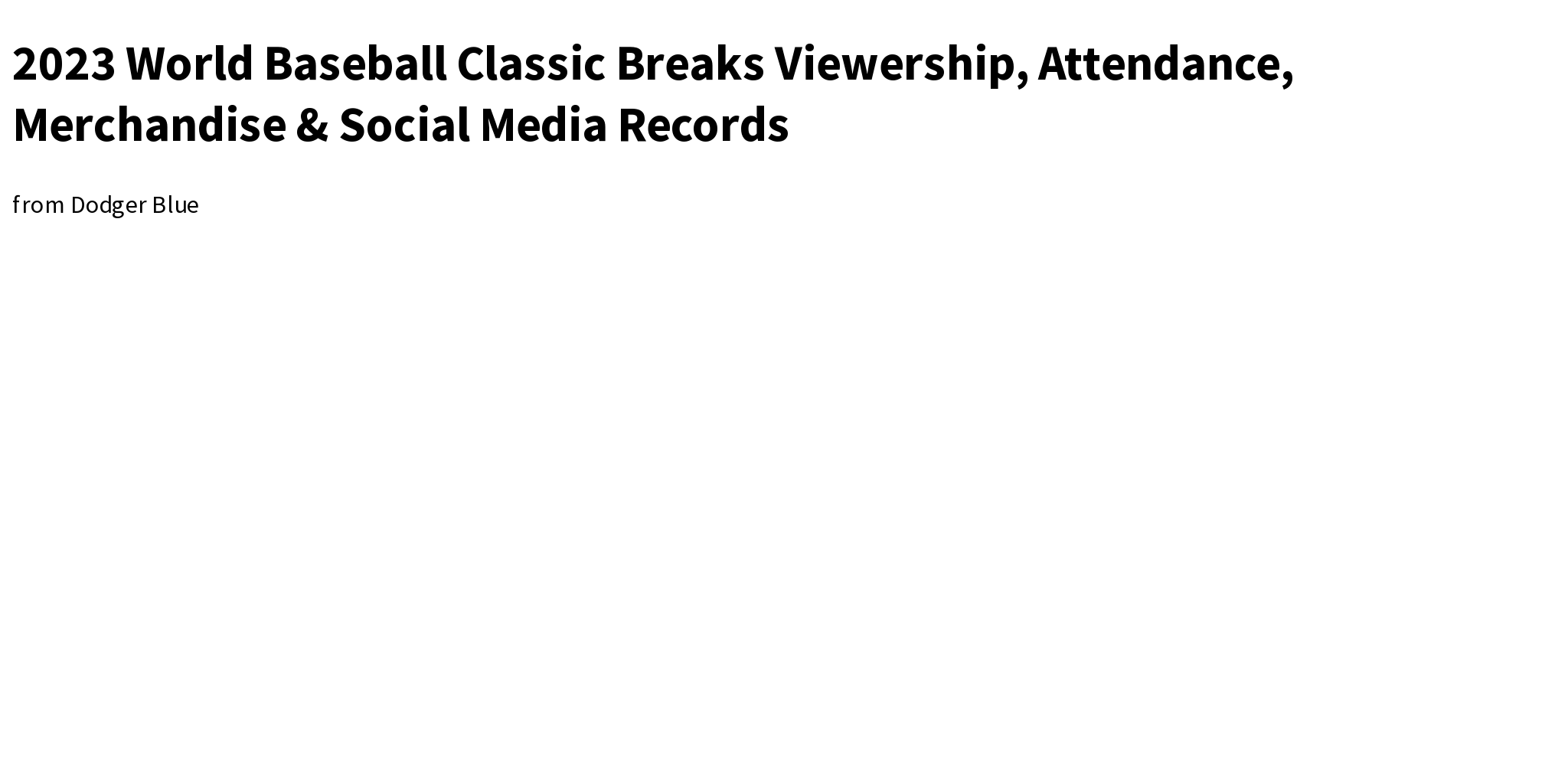 2023 World Baseball Classic Breaks Viewership, Attendance, Merchandise