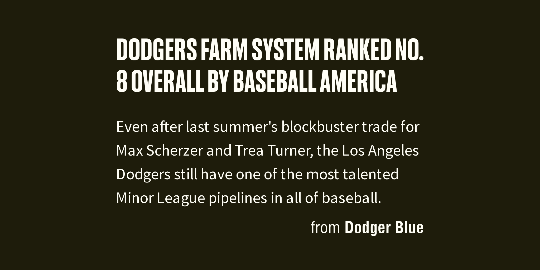 Dodgers Farm System Ranked No. 8 Overall By Baseball America Briefly