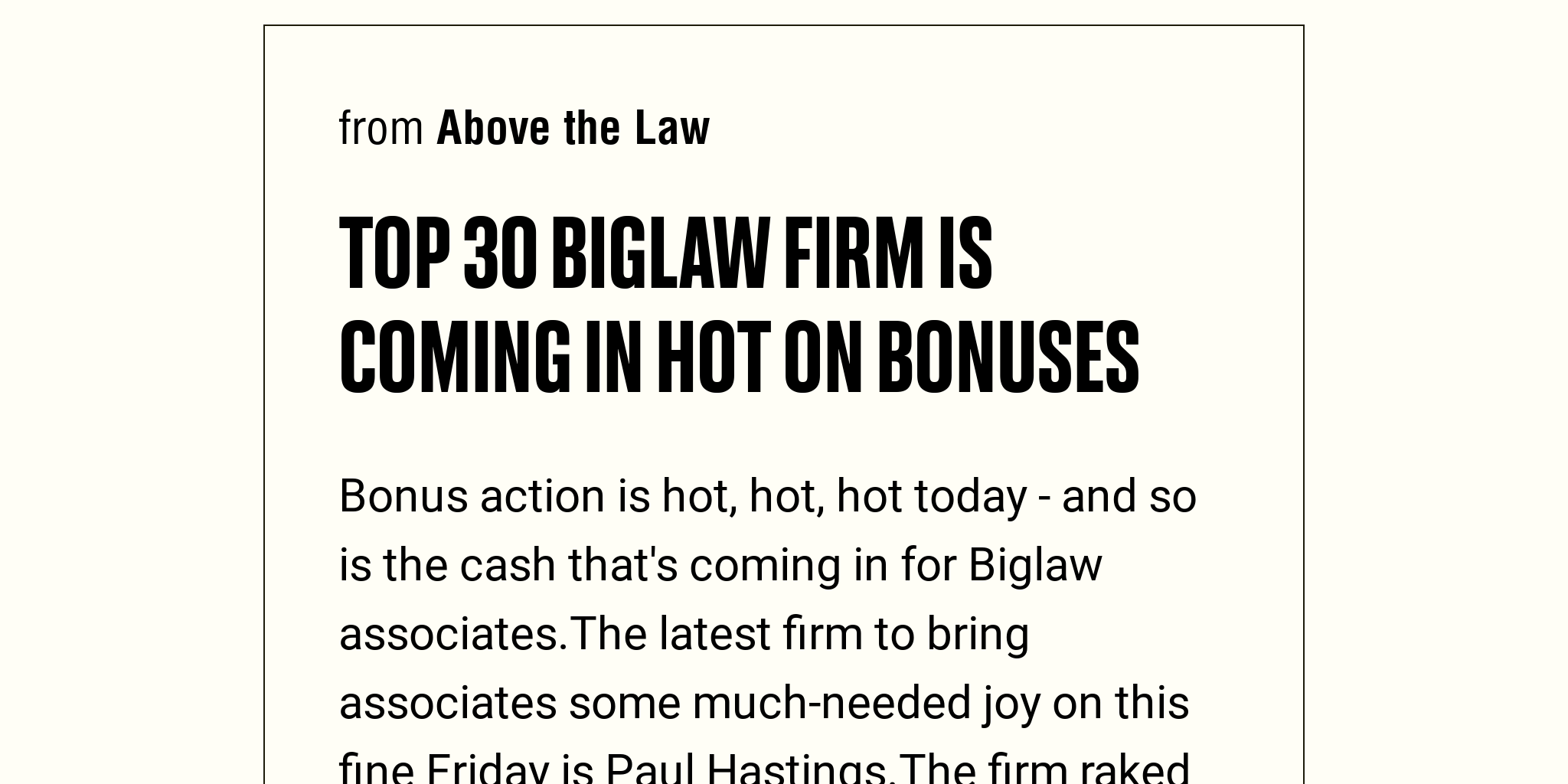 Top 30 Biglaw Firm Is Coming In Hot On Bonuses Briefly