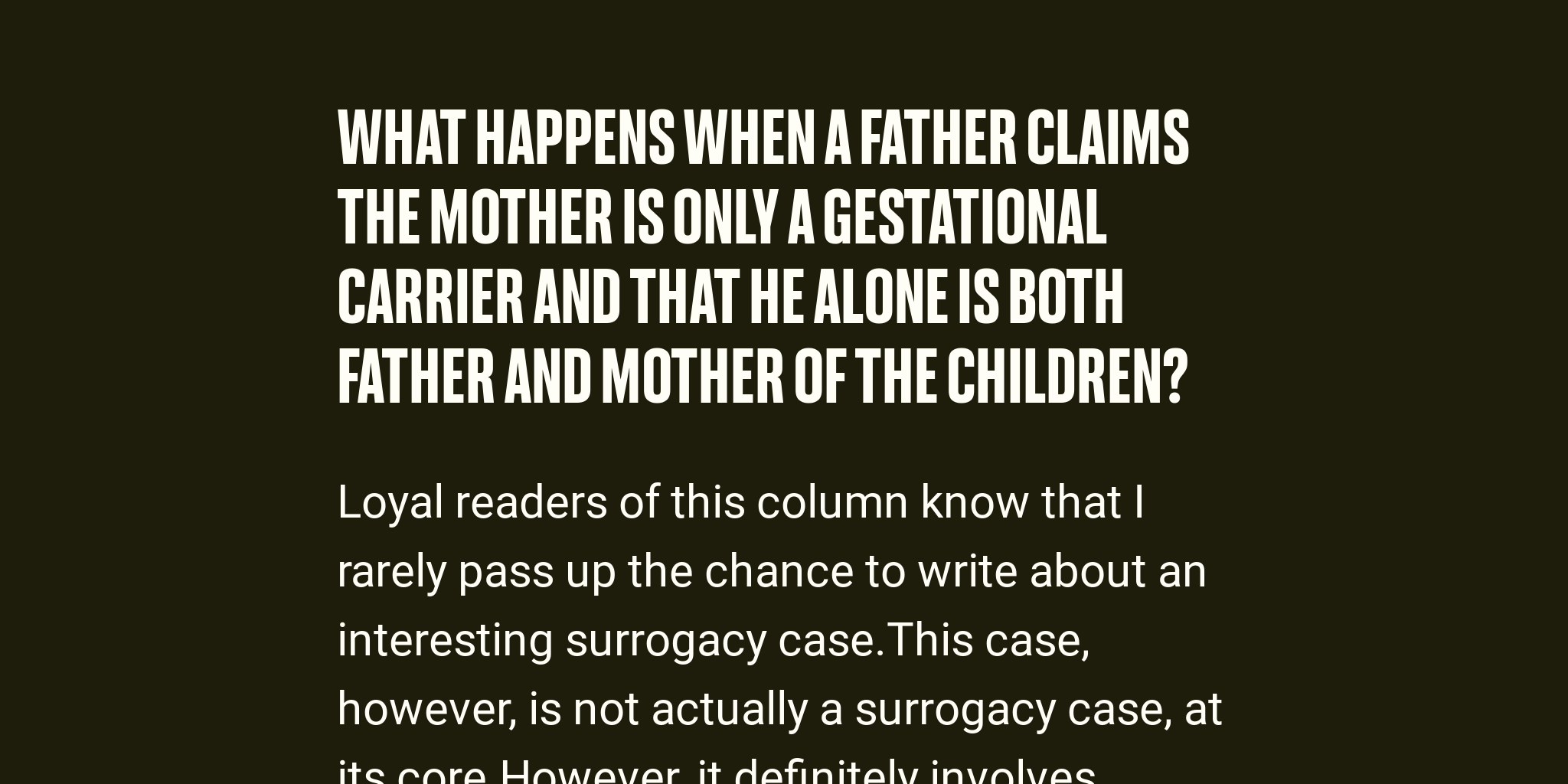 What Happens When A Father Claims The Mother Is Only A Gestational