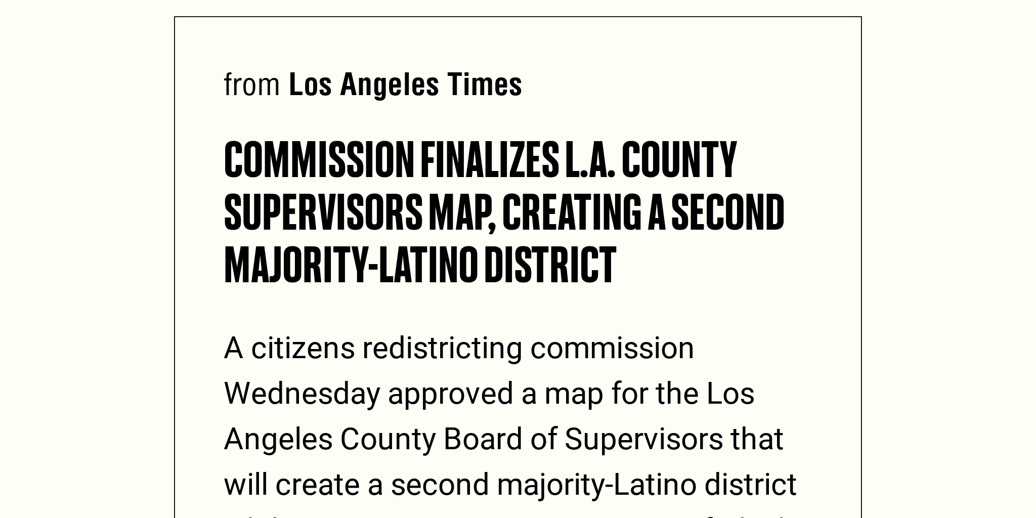 Commission Finalizes La County Supervisors Map Creating A Second