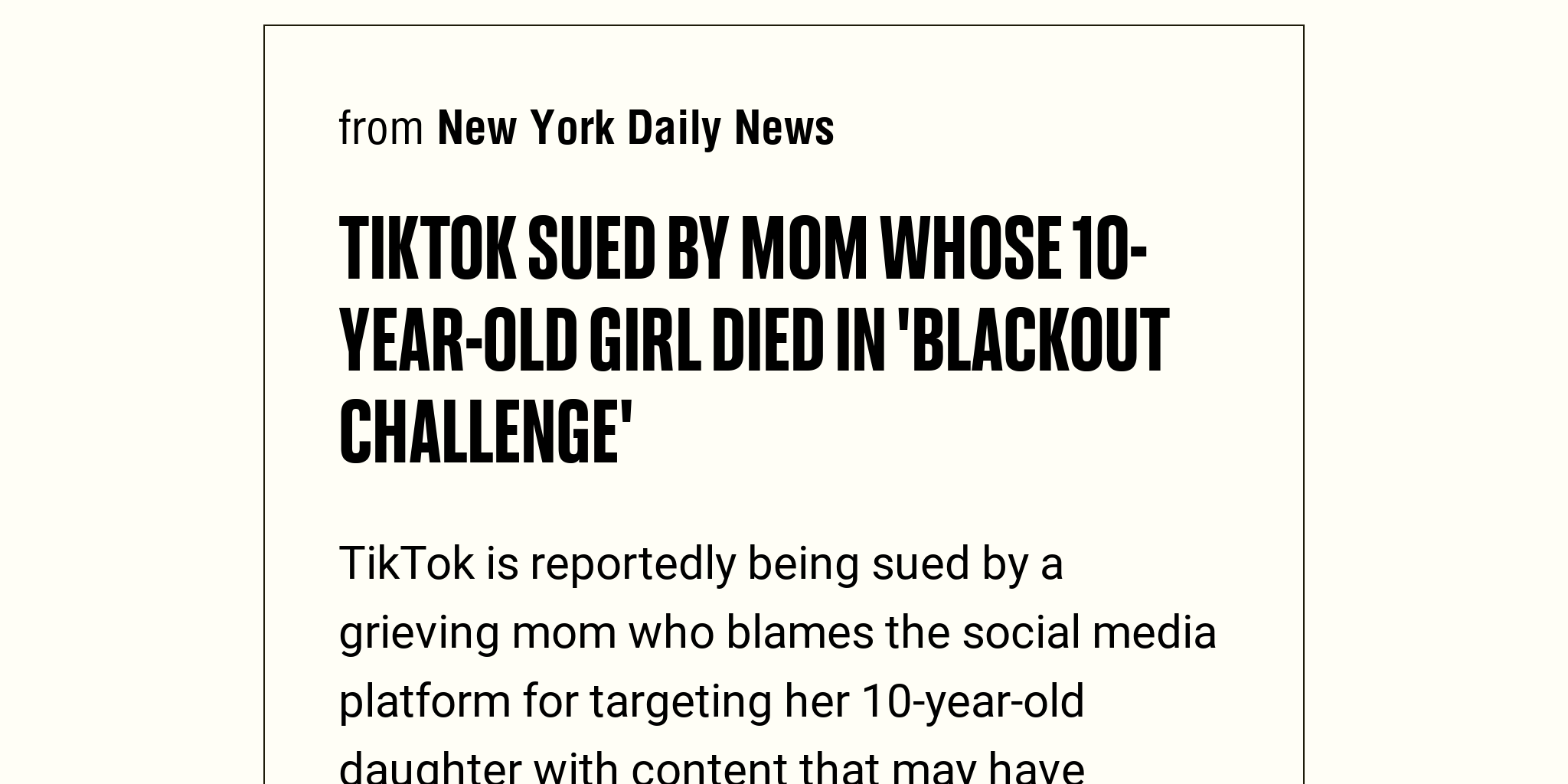 Tiktok Sued By Mom Whose 10 Year Old Girl Died In Blackout Challenge Briefly