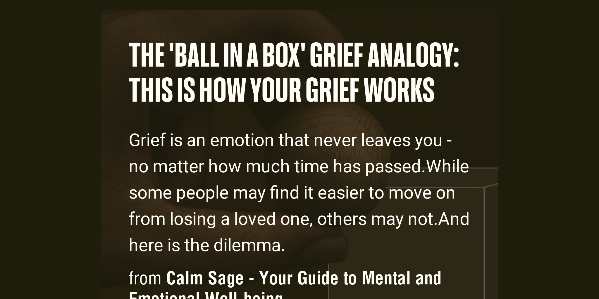 The 'Ball In A Box' Grief Analogy: This Is How Your Grief Works - Briefly