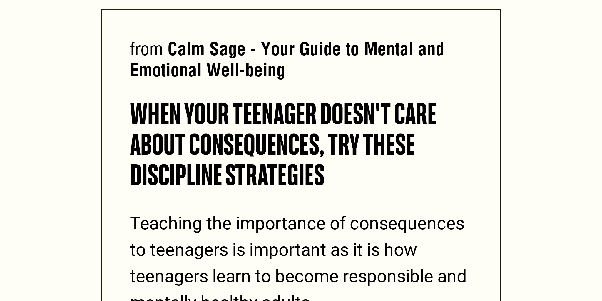 When Your Teenager Doesn t Care About Consequences Try These