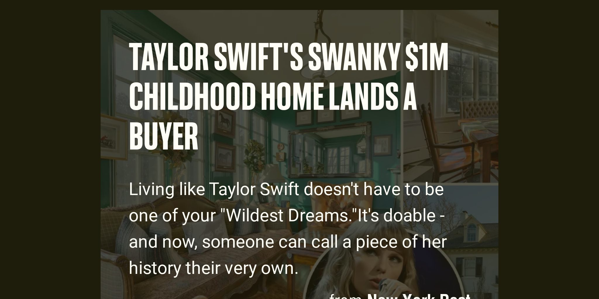 Taylor Swift's swanky $1M childhood home lands a buyer - Briefly