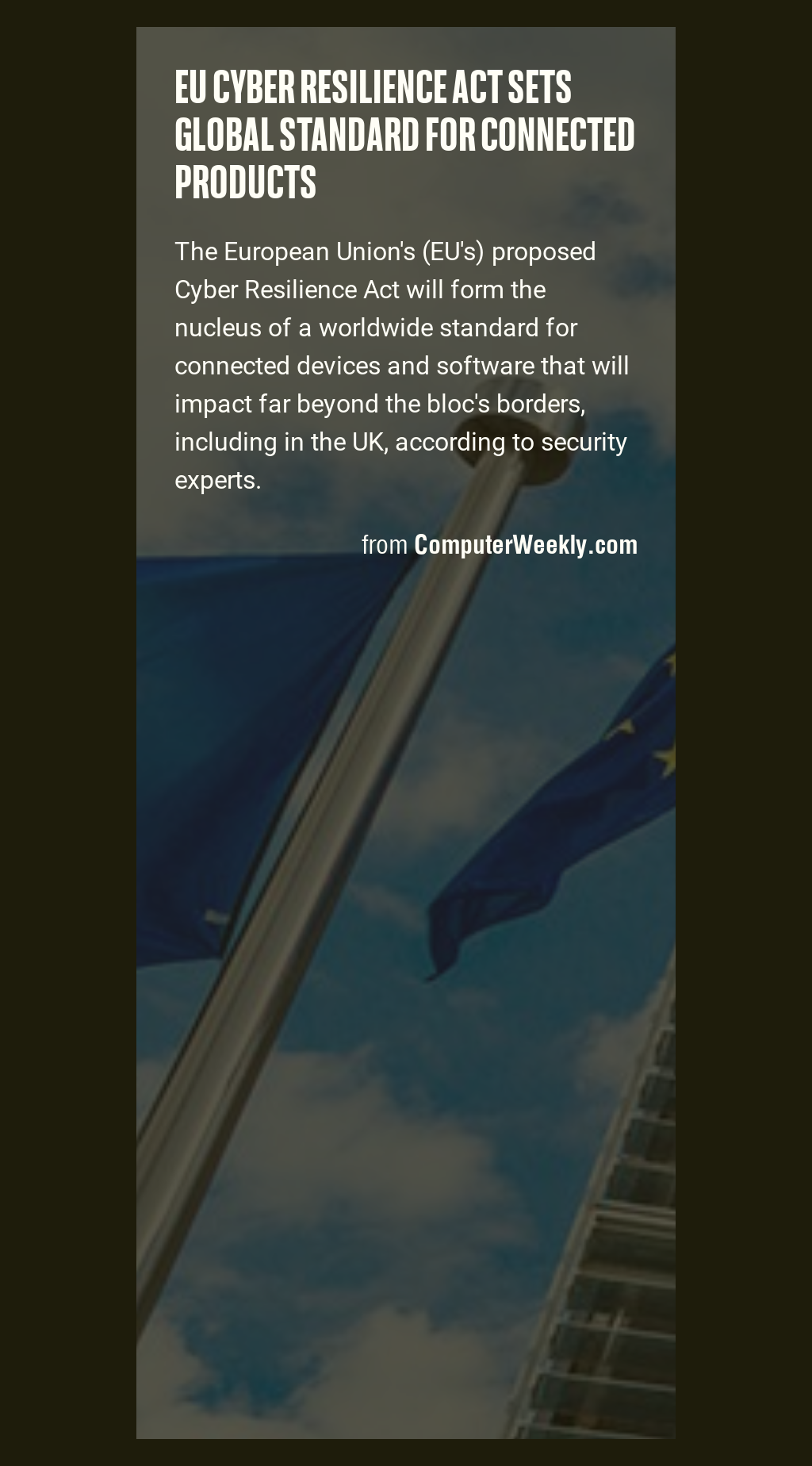 EU Cyber Resilience Act Sets Global Standard For Connected Products ...