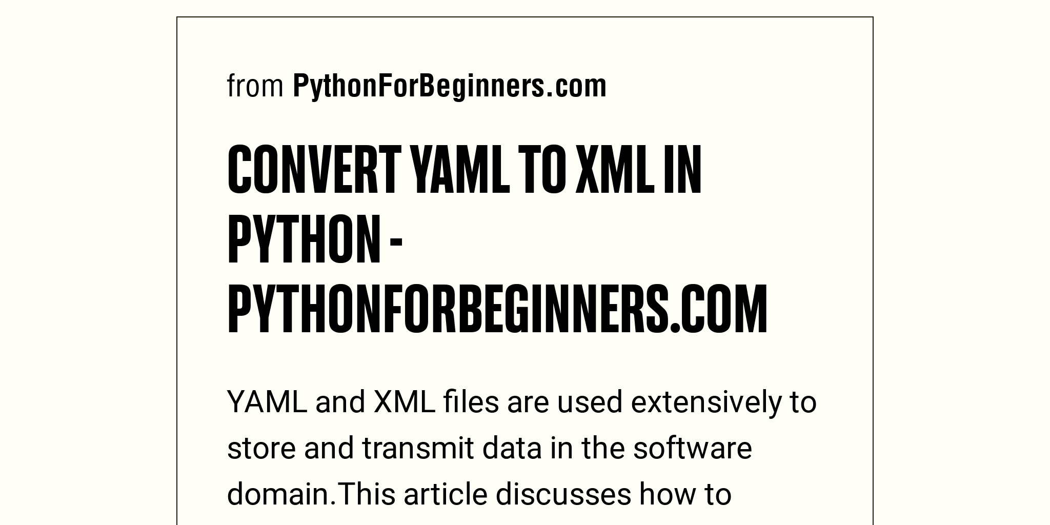 Convert Yaml To Xml In Python Briefly 6347
