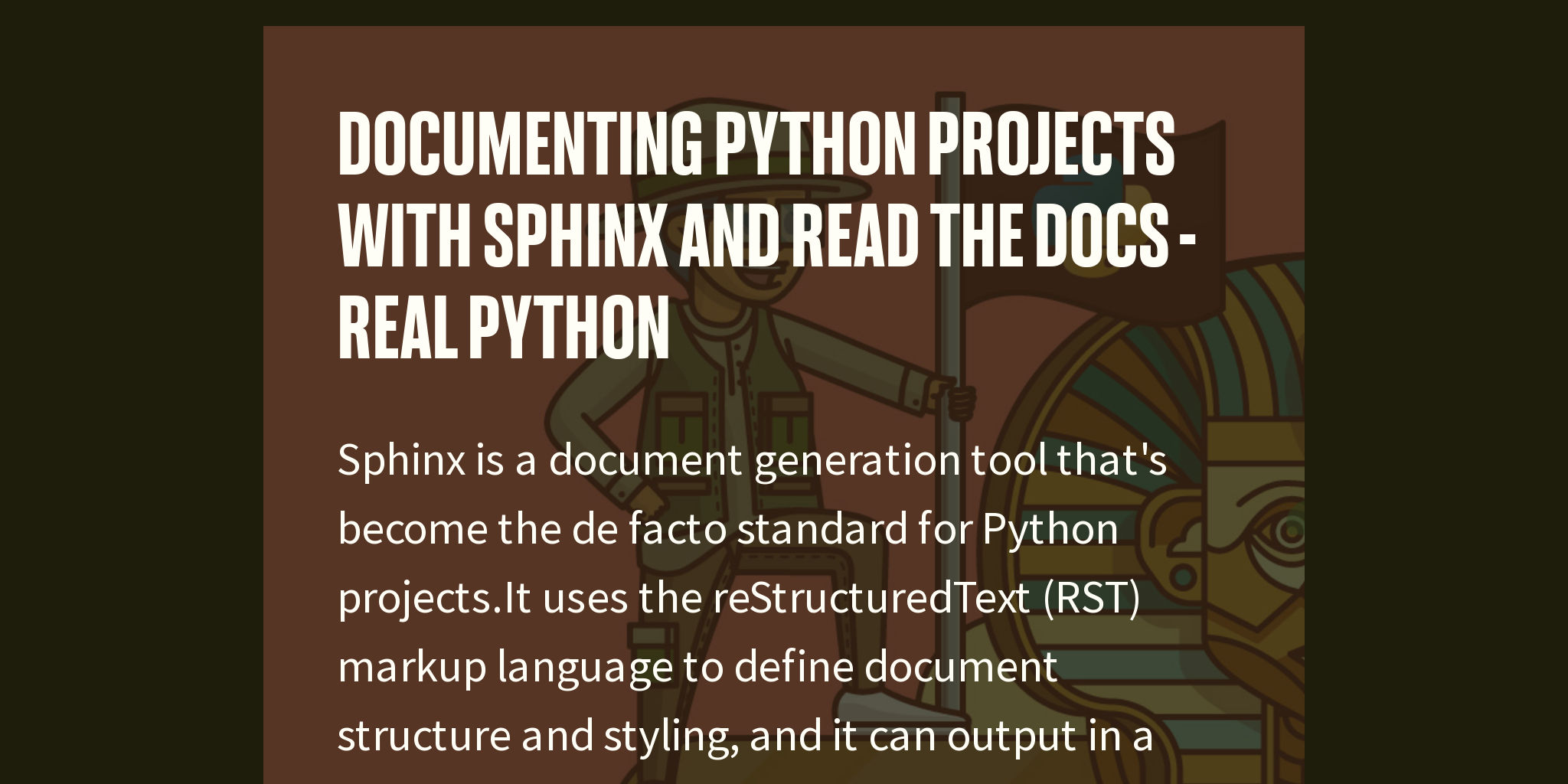 Documenting Python Projects With Sphinx and Read the Docs - Real Python ...