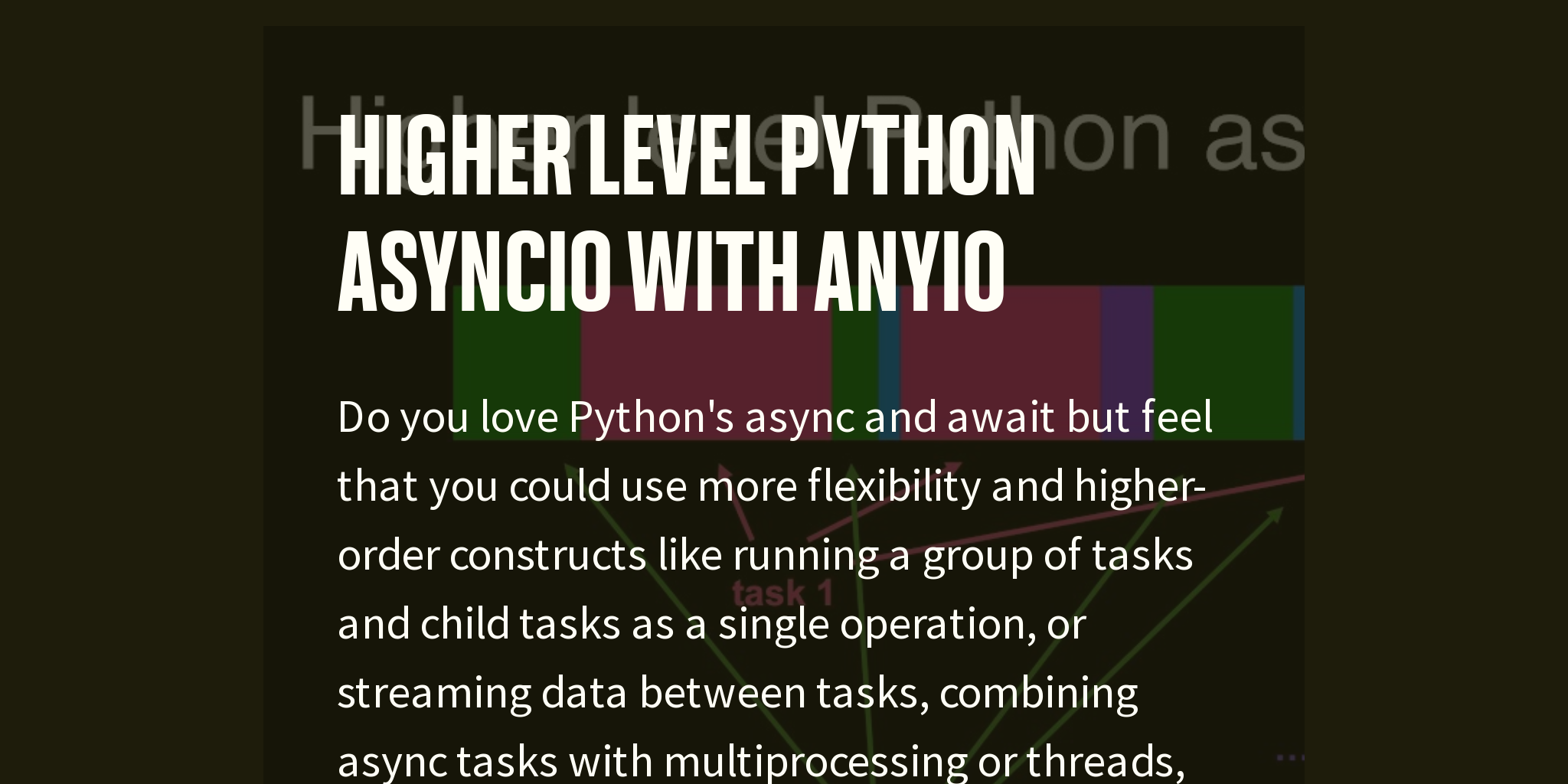 Higher level Python asyncio with AnyIO - Briefly