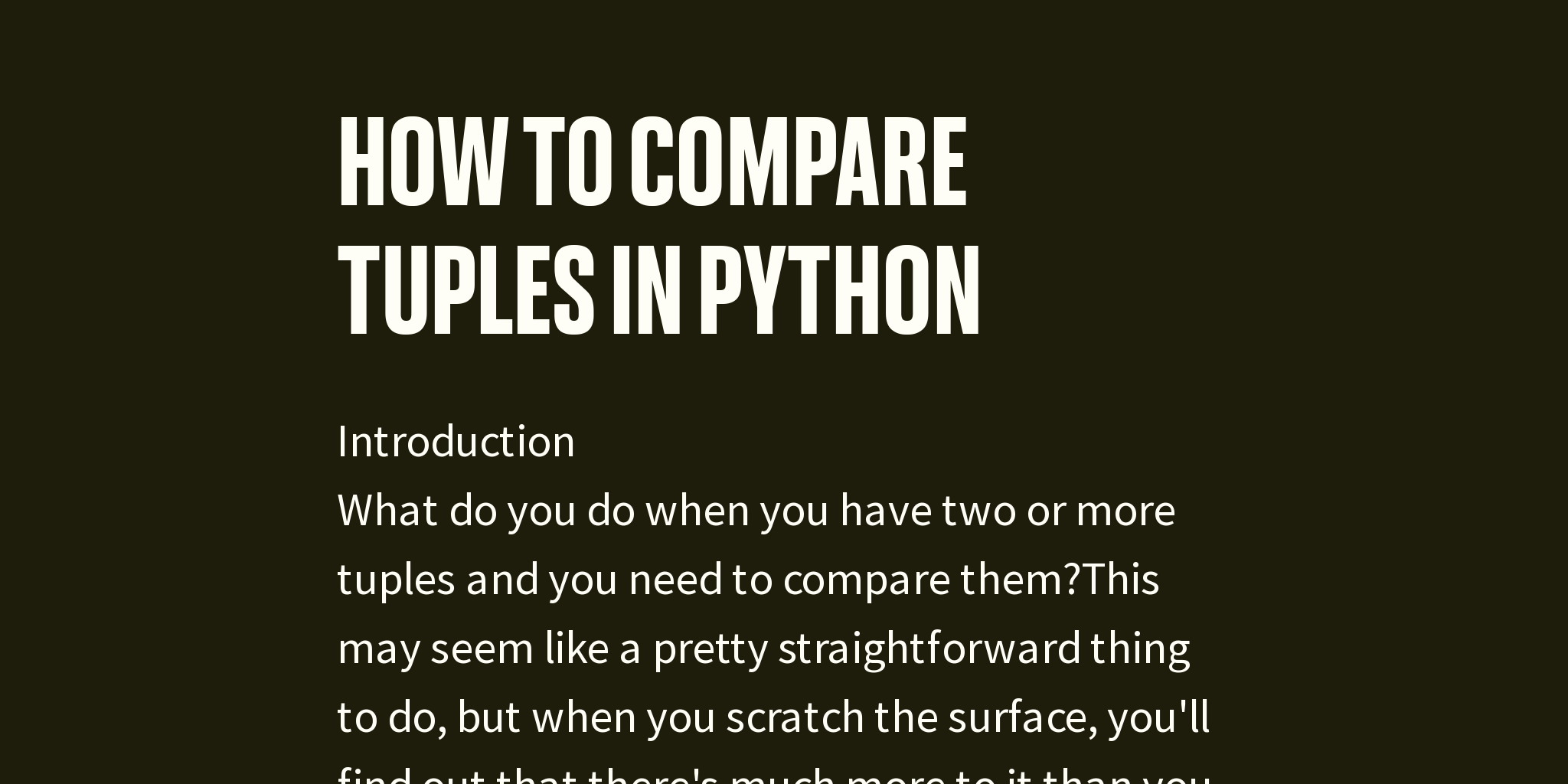 How to Compare Tuples in Python - Briefly