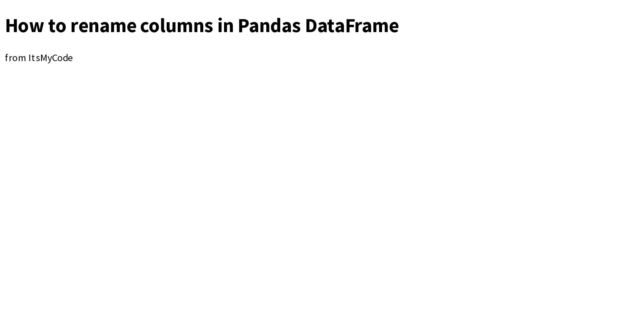How To Rename Columns In Pandas DataFrame Briefly