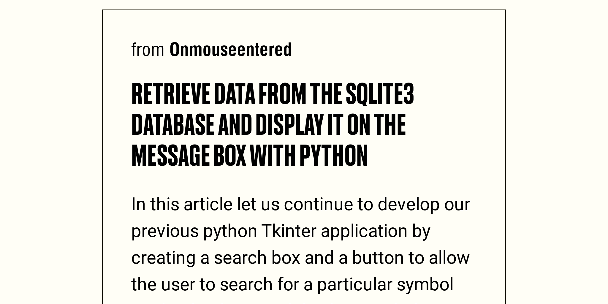 Python Display Error Message Box