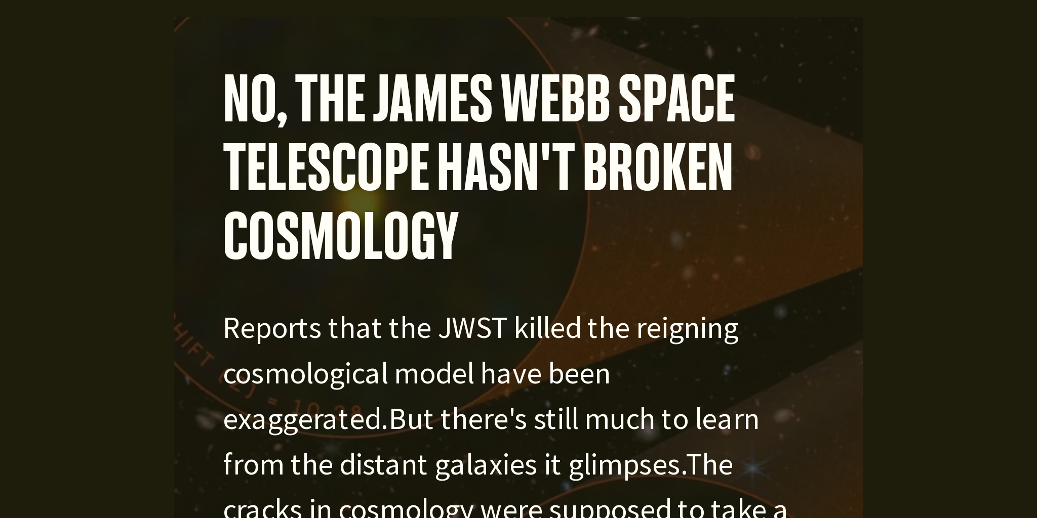 No, the James Webb Space Telescope Hasn't Broken Cosmology Briefly