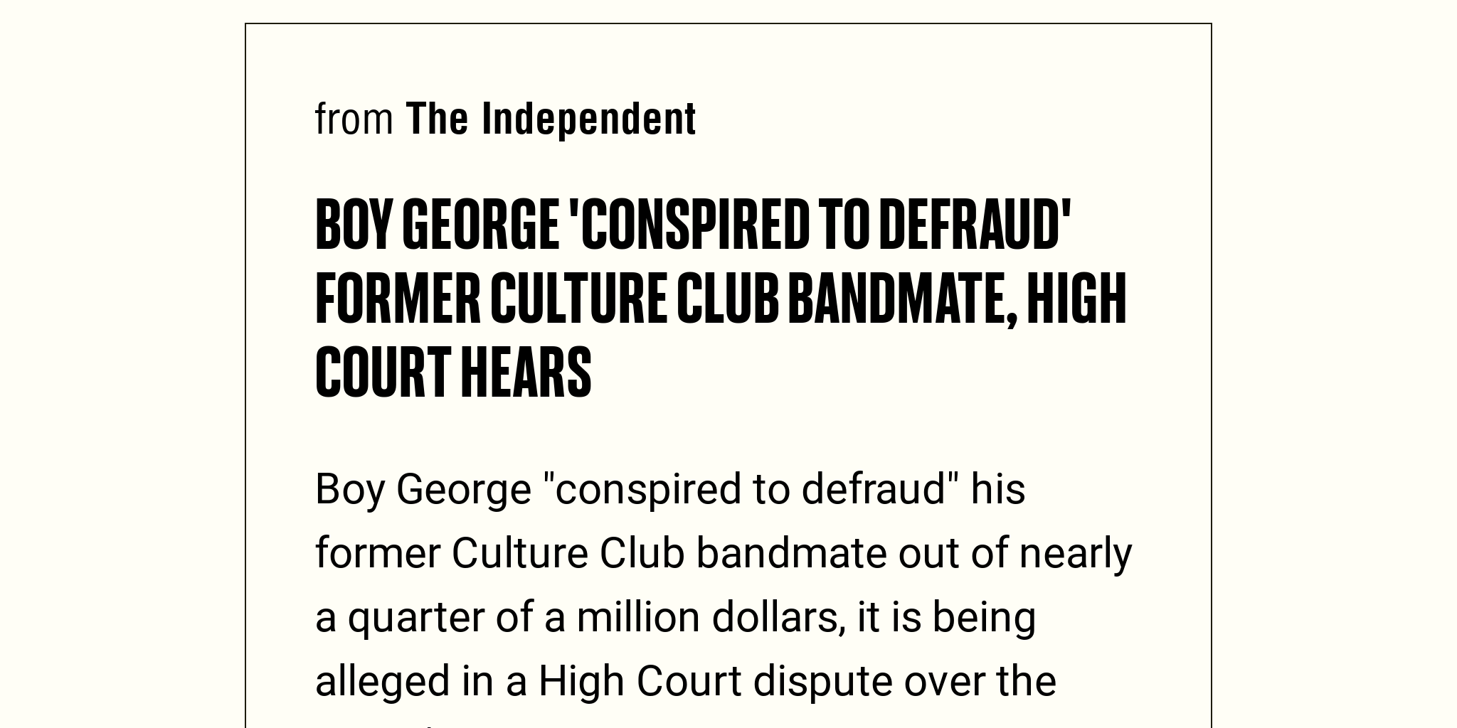 Boy George 'conspired to defraud' former Culture Club bandmate, High ...