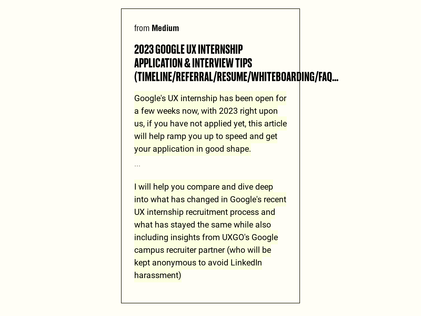 2023 Google UX Internship Application & Interview Tips (Timeline