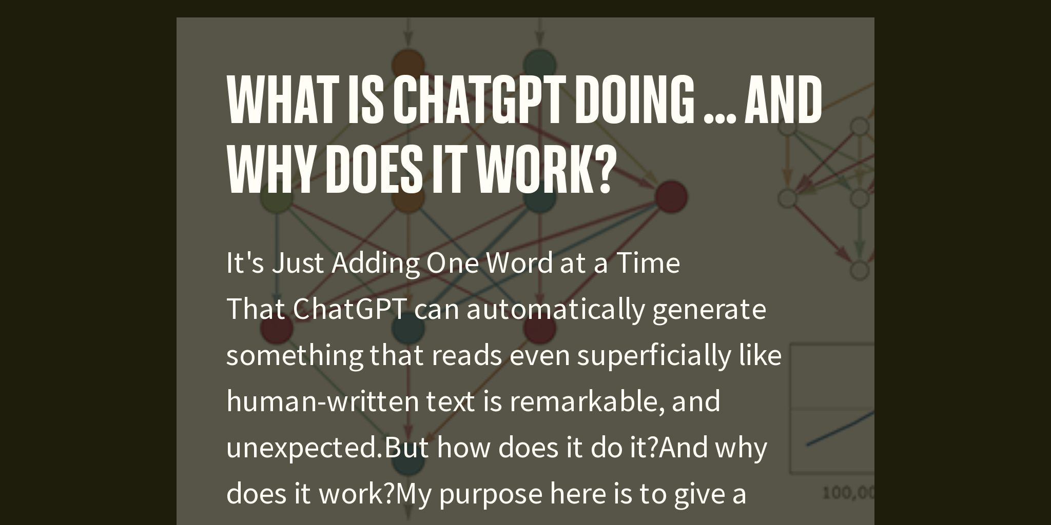  what is chatgpt doing and why does it work briefly