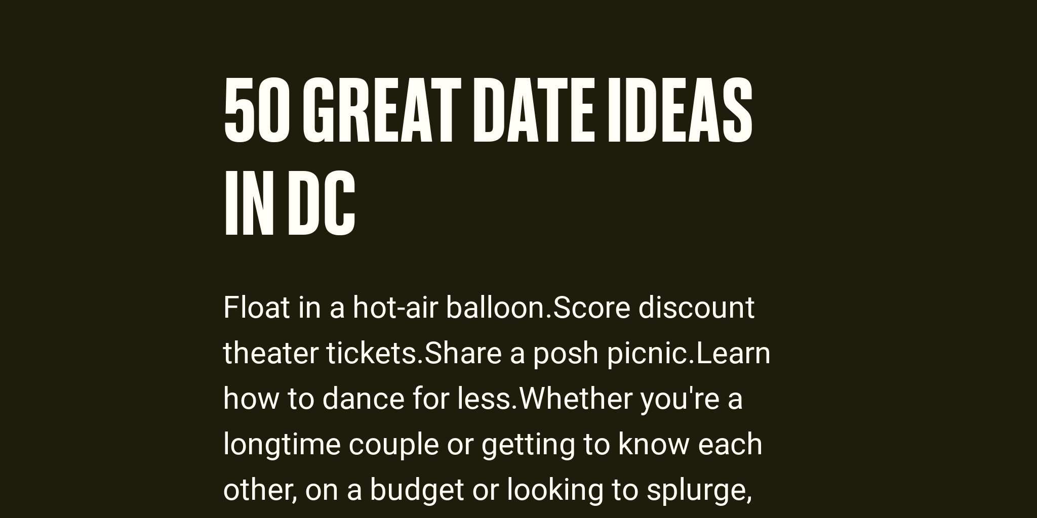 Great Date Ideas In Dc