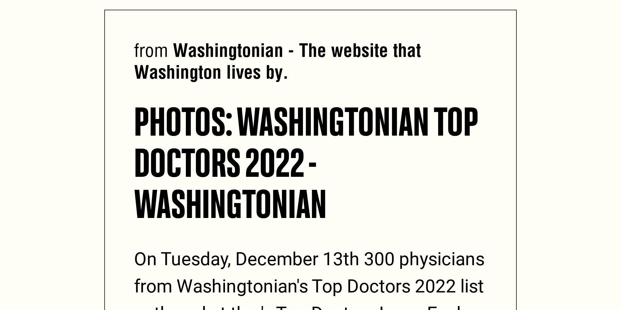 PHOTOS Washingtonian Top Doctors 2022 Washingtonian Briefly