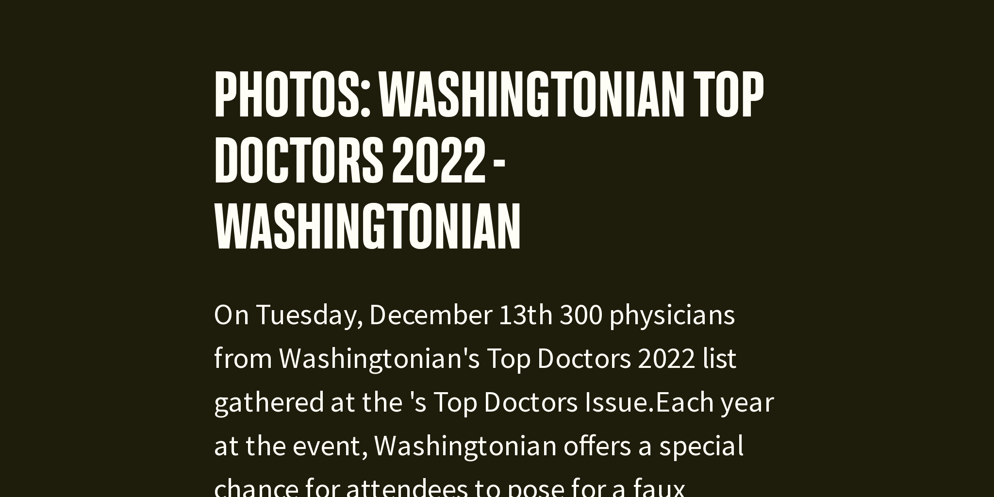 PHOTOS Washingtonian Top Doctors 2022 Washingtonian Briefly