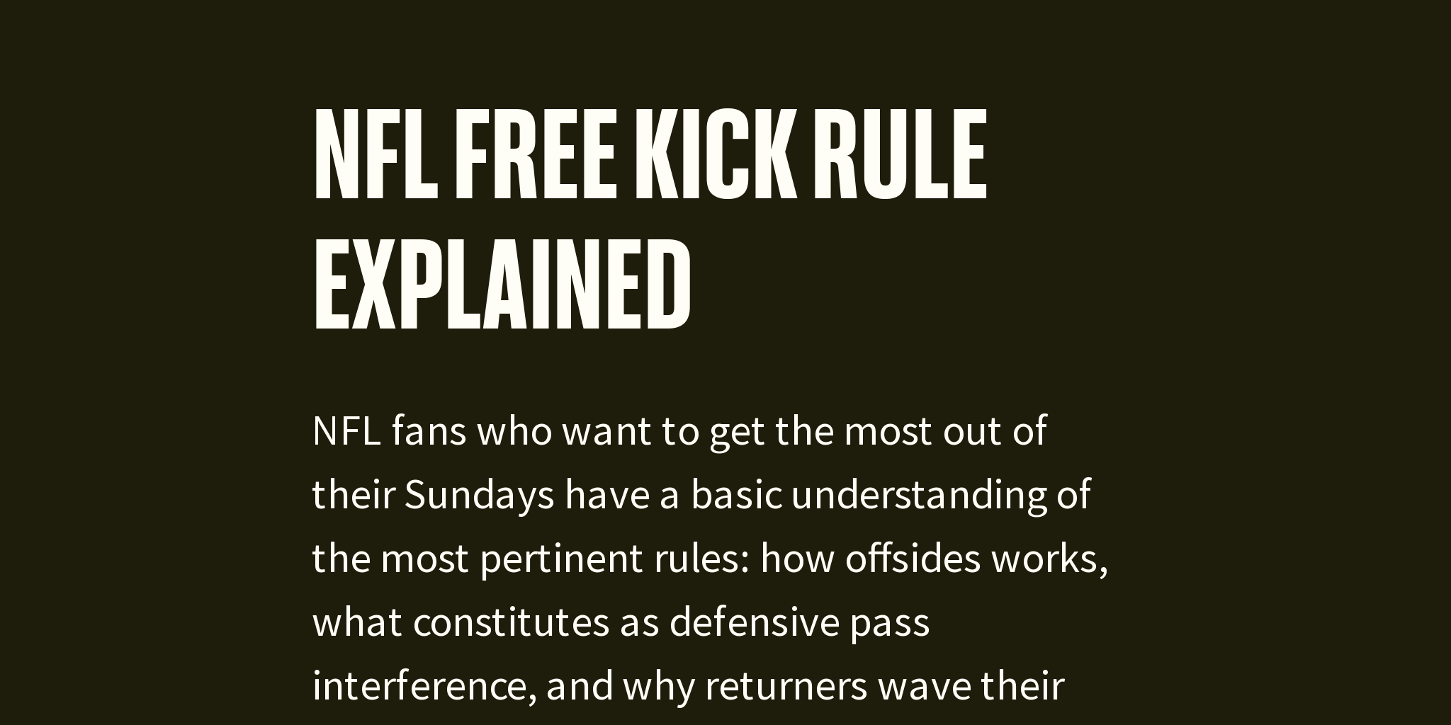 NFL free kick rule explained Briefly